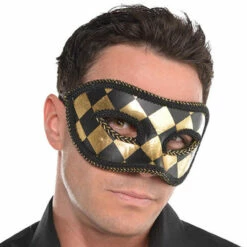 Harlequin Black & Gold Mask